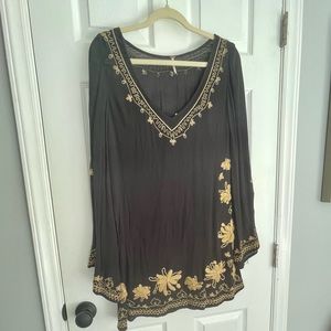 Free People black long sleeve mini dress